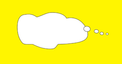 Ajatuskupla keltaisella taustalla.