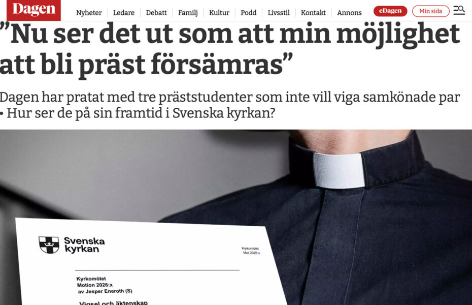 Kuvakaappaus Dagen-lehden verkkosivuilta.