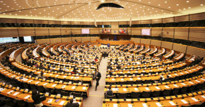 Euroopan parlamentin istuntosali.