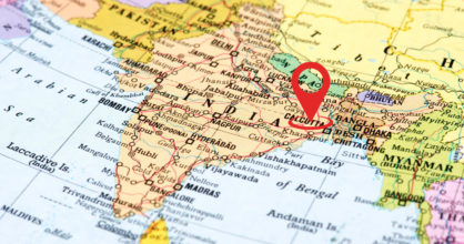 Intian kartta, johon on merkitty Länsi-Bengali.