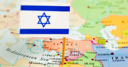 Israelin lippu kartalla.