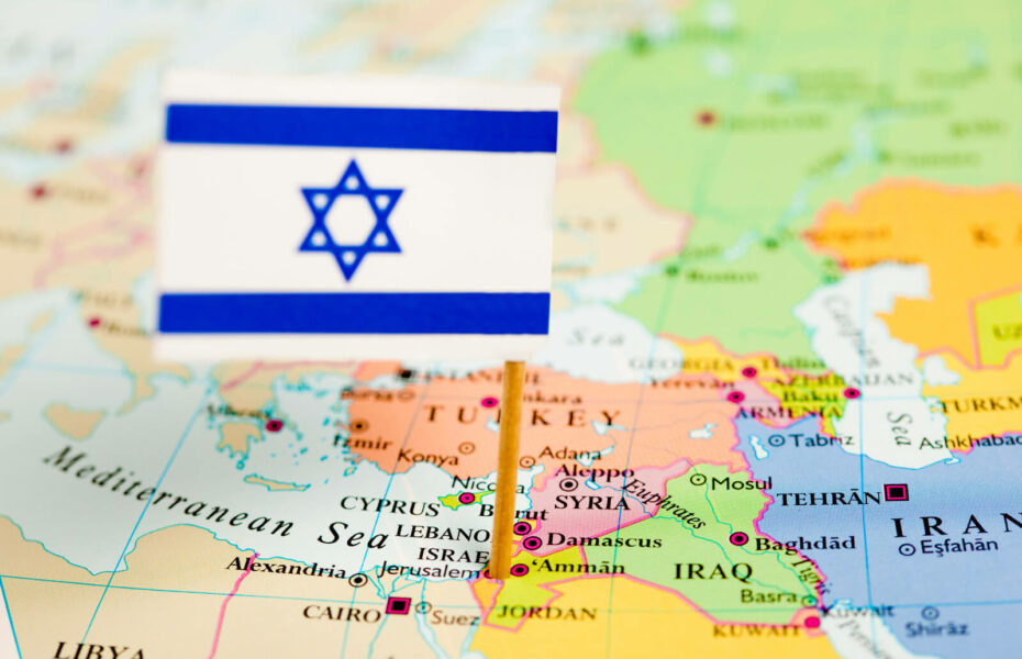 Israelin lippu kartalla.
