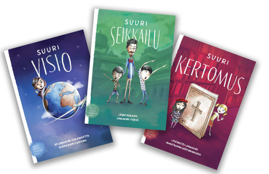 Kolme kirjan kantta.