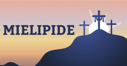 Kolme ristiä Golgatalla, ja takaa paistaa nousee aurinko.