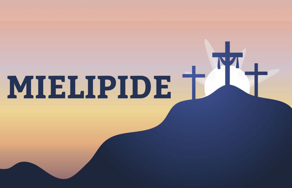 Kolme ristiä Golgatalla, ja takaa paistaa nousee aurinko.