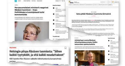 Neljä leikekuvaa lehdistä ja verkkosivuilta.
