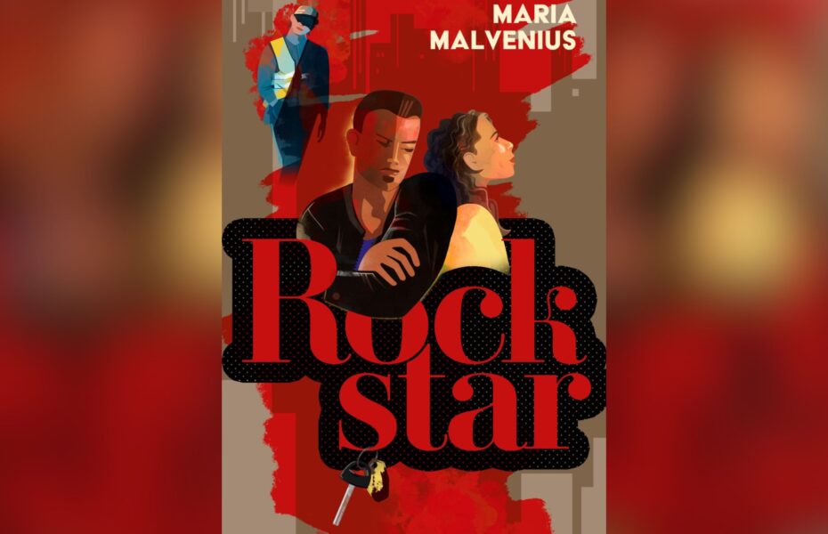 Kirjan kansi, jossa on piirrettynä käsiään puuskassa pitävä mies ja nainen, joka katsoo ylöspäin.