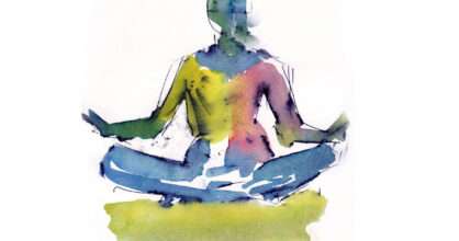 Piirros ihmisestä, joka meditoi.