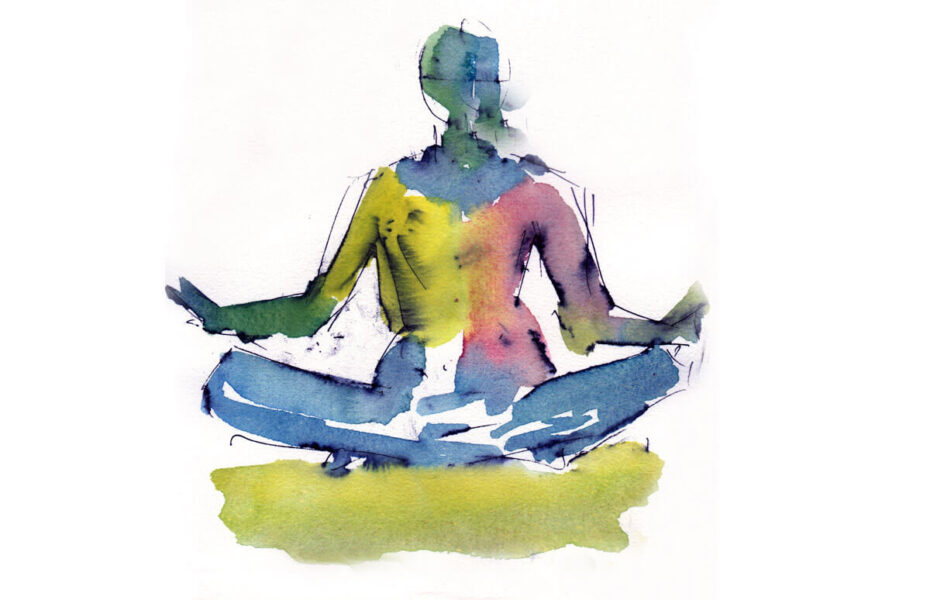 Piirros ihmisestä, joka meditoi.