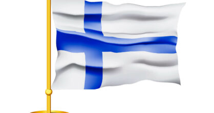 Piirroskuva Suomen lipusta.