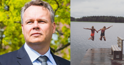 Mies katsoo kaukaisuuteen kesäilmassa.