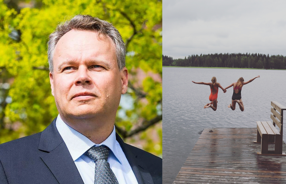 Mies katsoo kaukaisuuteen kesäilmassa.
